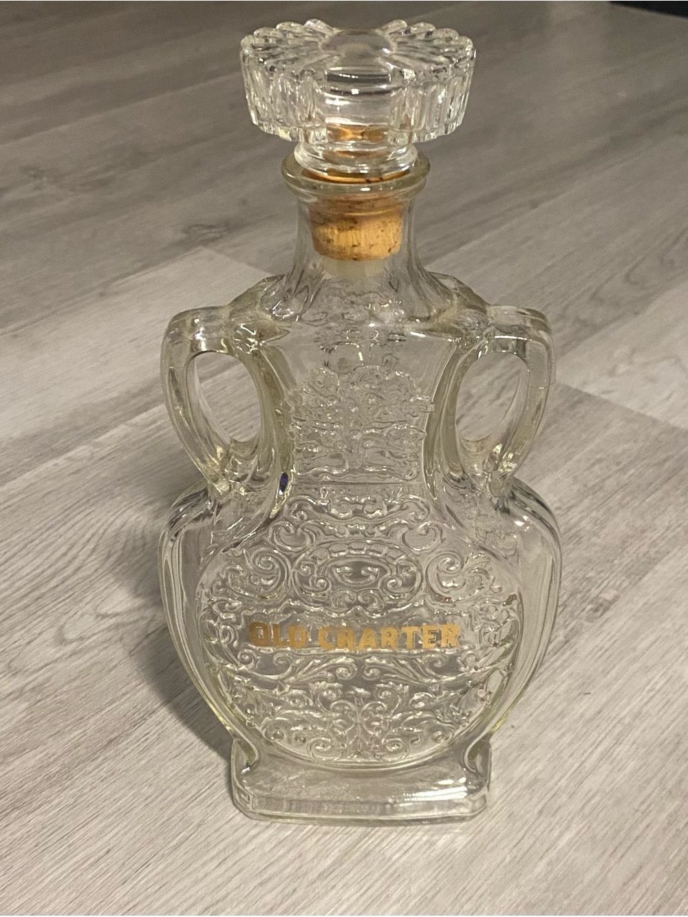 Vintage 1953 Old Charter Bourbon Whiskey Glass Decanter Bottle w/ Stopper